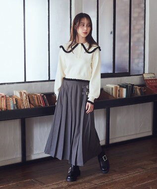 earth music&ecology サイドバックルプリーツスカート Gray