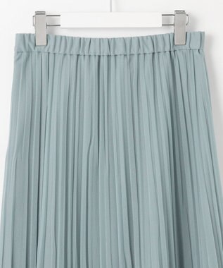 J.PRESS LADIES L 【洗える】オーガンジートリコット プリーツ スカート スモーキーサックス系