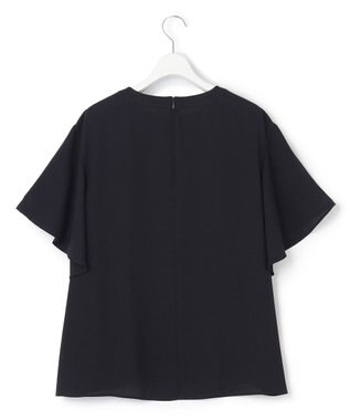 23区 【洗える】バックサテンアムンゼン ネックステッチ ブラウス ネイビー系