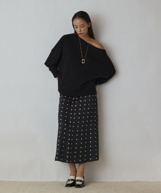 GRACE CONTINENTAL ドットスカート ブラック