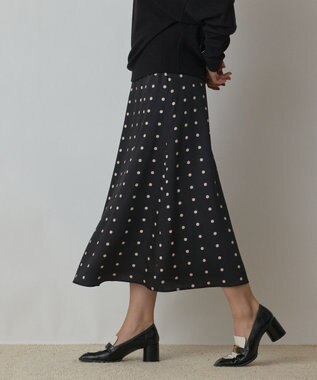 GRACE CONTINENTAL ドットスカート ブラック
