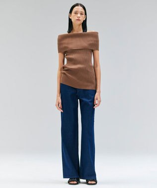 BEIGE， 【洗える】BRERA / オフショルダーストレッチリブニット Brown