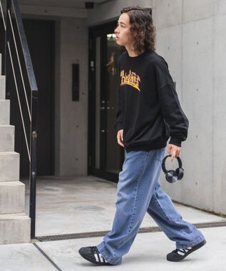 WEGO ヘビーウエイト刺繍グラフィックプルオーバー ブラック