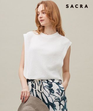 23区 【SACRA】コットンナイロンブークレ ポルカリブ ニット