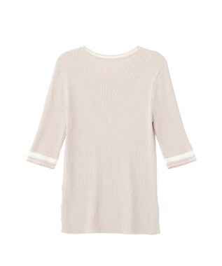 YECCA VECCA シアーMIX5分袖ニット Gray Beige