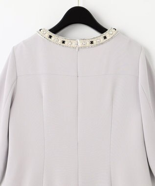 GRACE CONTINENTAL バイカラービジューワンピース グレー