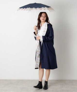 MOONBAT 【UVカット/コンパクト】ポール & ジョー (PAUL & JOE ACCESSOIRES) 折りたたみ雨傘 クリザンテーム ネイビーブルー