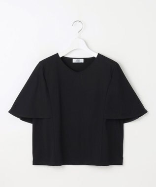 J.PRESS LADIES 【洗える・接触冷感】プレーティングジャージー ケープ風 カットソー ブラック系