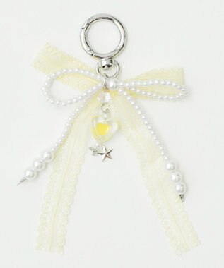 WEGO レースダブルリボンキーホルダー イエロー