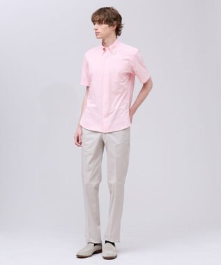J.PRESS MEN 【吸水速乾 / 抗菌防臭 / 遮熱 / 防シワ】【J.PRESS OXFORD JERSEY】カノコインレイ半袖 シャツ / B.D. ピンク系