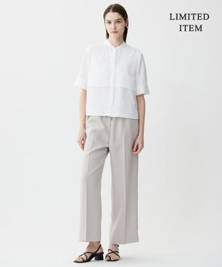 ICB L 【WEB限定・接触冷感・速乾・洗える】シルキーツイル 半袖クロップドシャツ オフホワイト系