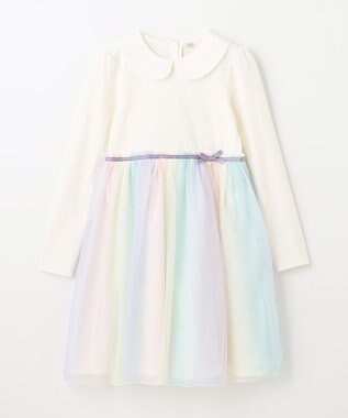 ANY KIDS 花柄ドッキングチュールワンピース レインボー