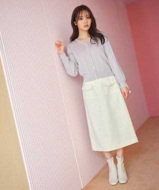 Feroux 【洗える】ビジューボタン カーディガン ピンク系