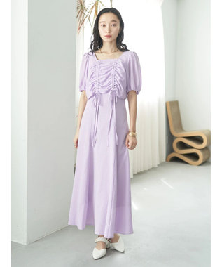 earth music&ecology ＳＥＴ２点パフスリーブブラウス＋キャミワンピース Purple
