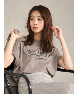 Green Parks フレンチスリーブ筆記体刺繍ロゴプルオーバー Brown