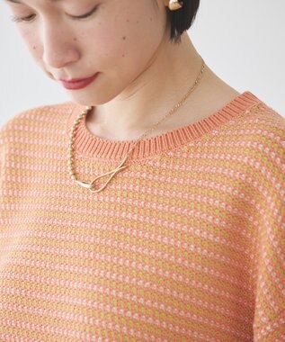 AMERICAN HOLIC Ｍｉｘ編み地ニットプルオーバー Orange