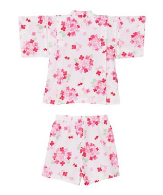 MIKI HOUSE HOT BISCUITS 【ミキハウス】【80-150cm】 アジサイ柄甚平スーツ 白