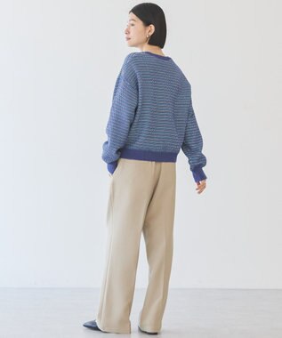 AMERICAN HOLIC Ｍｉｘ編み地ニットプルオーバー Blue