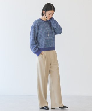 AMERICAN HOLIC Ｍｉｘ編み地ニットプルオーバー Blue