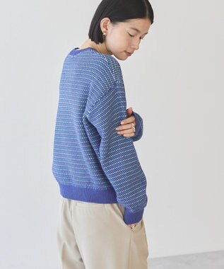 AMERICAN HOLIC Ｍｉｘ編み地ニットプルオーバー Blue