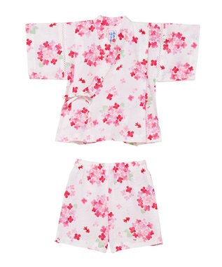 MIKI HOUSE HOT BISCUITS 【ミキハウス】【80-150cm】 アジサイ柄甚平スーツ 白