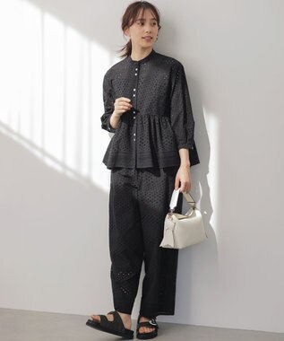 組曲 【先行予約】エンブロイダリーレーススタンドネック ブラウス ブラック系