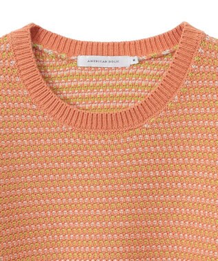 AMERICAN HOLIC Ｍｉｘ編み地ニットプルオーバー Orange