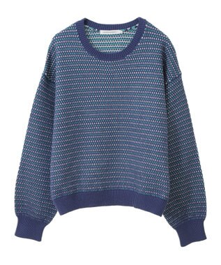 AMERICAN HOLIC Ｍｉｘ編み地ニットプルオーバー Blue