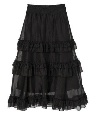 Green Parks ・ＥＬＥＮＣＡＲＥ　ＤＵＥ　シアーフリルティアードスカート Black