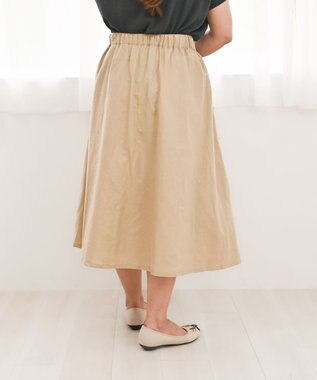 muuc 〈コットン×リネン〉〈高品質なドライタッチ生地〉〈遠州織物の工場で織られた上質な生地〉野小花刺繍 ウエスト後ろゴムあり 裏地あり ギャザースカート ベージュ