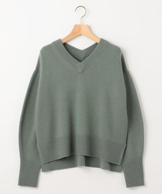 組曲 【8色展開・手洗い可】ウールカシミヤミックス Vネックニット 【WEB限定】クリームカーキ系9