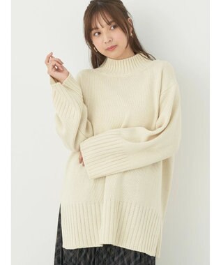 earth music&ecology アンチピリングリブハイネックチュニック Ivory