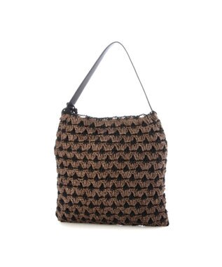 UNBILLION カシュカシュ cachecache / 配色編みワンハンドルトート カゴバッグ チョコ