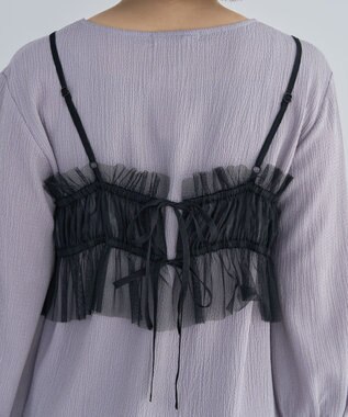 Green Parks ＳＥＴ２点チュールビスチェ＋表面感プルオーバー Black