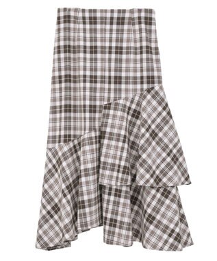 earth music&ecology ティアードイレヘムスカート Check Brown
