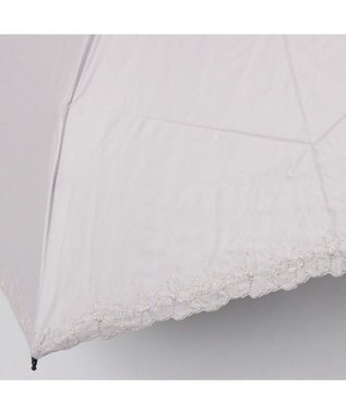 UNBILLION カシュネ cachenez /【晴雨兼用　日傘　UVカット率・遮光率100％生地使用 】PU超軽量プチフラワー刺繍カーボンミニ折りたたみ傘 ダークベージュ