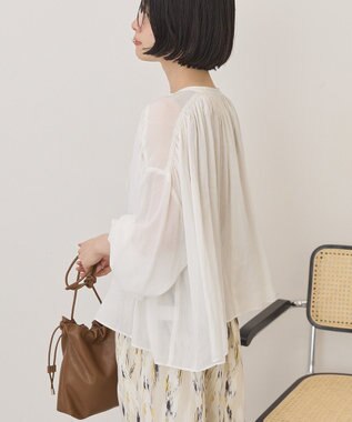 AMERICAN HOLIC スキッパーギャザーブラウス Off White