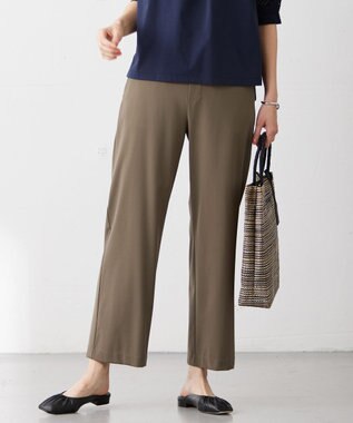 J.PRESS LADIES L 【洗える】 ハリプルライトジャージー パンツ カーキ系