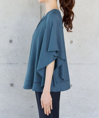 Tiaclasse リネンライクスラブ スキッパー襟ブラウス ブルーグレー