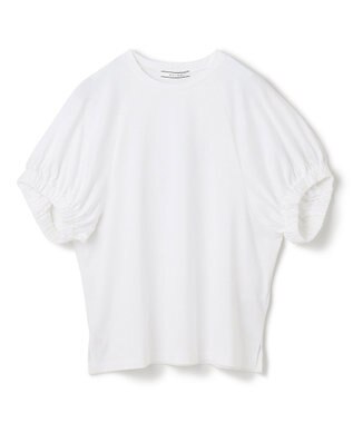 BEIGE， 【洗える】STOCK / オーガニックコットン半袖ギャザートップス White