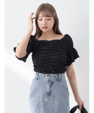 earth music&ecology カットシャーリングプルオーバー Black