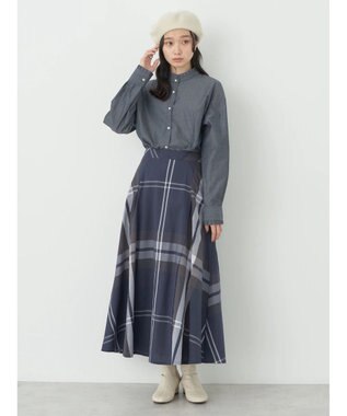 earth music&ecology スタンドフリルシャツ Blue