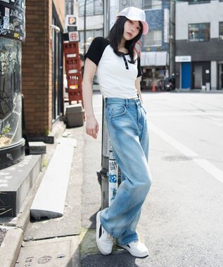 WEGO グラフィックラグランヘンリーネックT 柄2