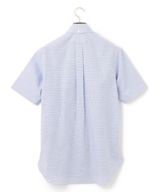 J.PRESS MEN 【EXTRA COMFORT / 形態安定・ストレッチ・抗菌防臭・速乾】ピンオックス ファンシーチェック 半袖シャツ/B.D. サックスブルー系3