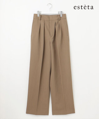 23区 【エステータ】ウールリネン タックワイドパンツ