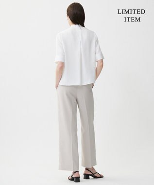 ICB L 【WEB限定・接触冷感・速乾・洗える】シルキーツイル 半袖クロップドシャツ オフホワイト系