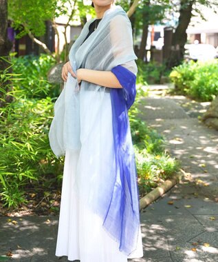 muto Ramie300 バーティカルグラデーション リネンストール ramie300 blue