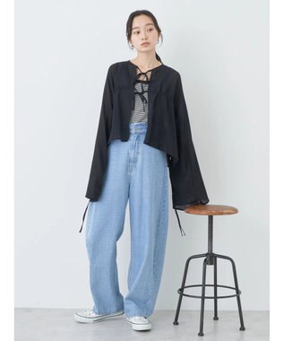 earth music&ecology ワッシャードロスト羽織りシャツ Black