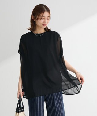 Green Parks 楊柳ドッキングフレンチプルオーバー Black