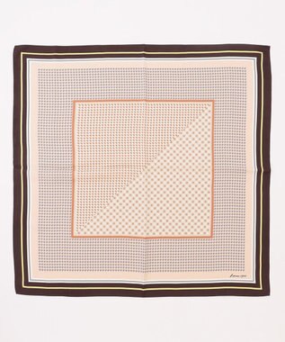J.PRESS LADIES houndstooth スクエア スカーフ ブラウン系